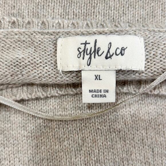 Style & Co. Beige Ribbed Ruffle Hem and Cuffs Pullover Tunic Sweater - Picture 8 of 10